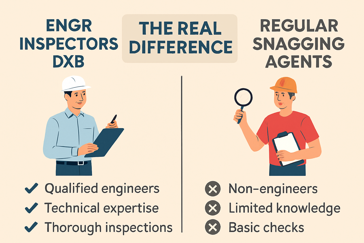 Engr Inspectors DXB vs Regular Snagging Agents The Real – Property Snagging UAE