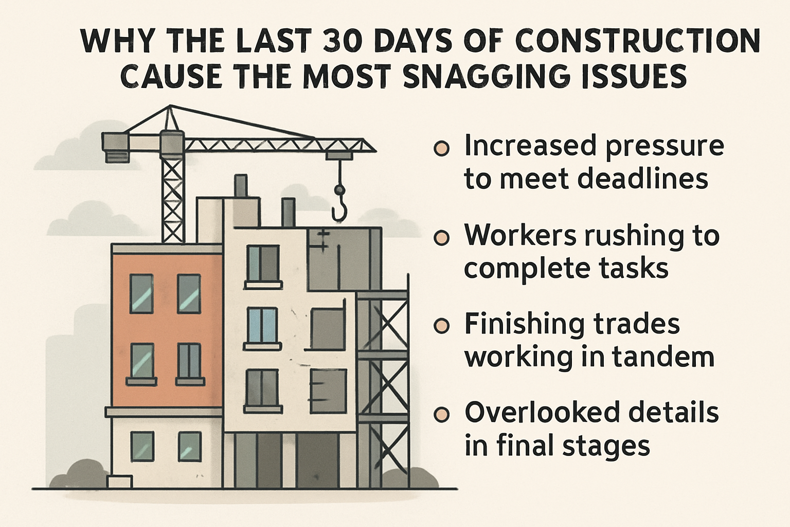 Why the Last 30 Days of Construction Cause Snagging Issues